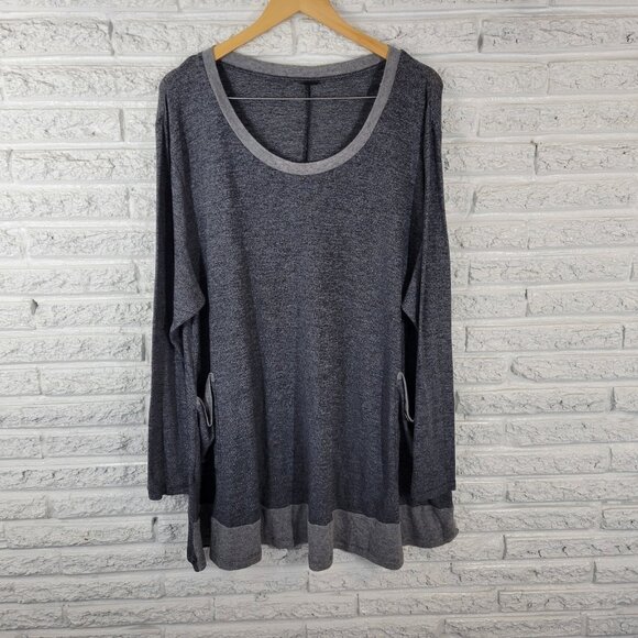 Overworety Womens Top 5X Plus Smock Tunic Gray Comfy Rayon Knit Soft SWE93E - Picture 1 of 9